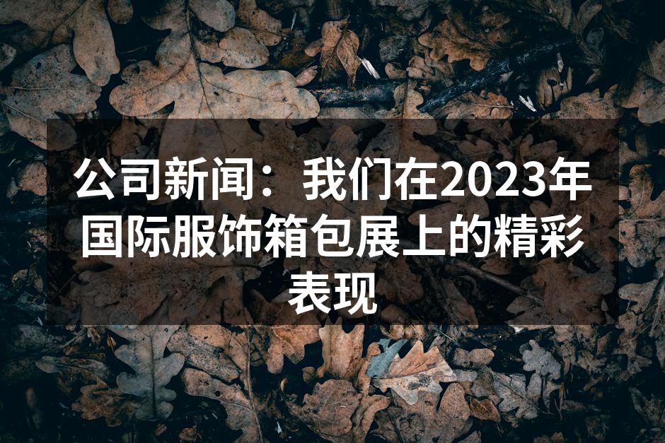 公司新闻:我们在2023年国际服饰箱包展